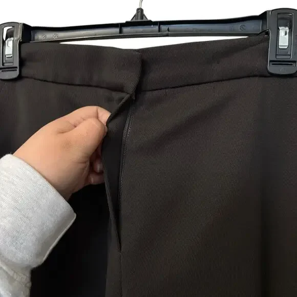 Max Mara Brown Wool Straight Leg Dress Pants Trousers Size 10 - Picture 3 of 6